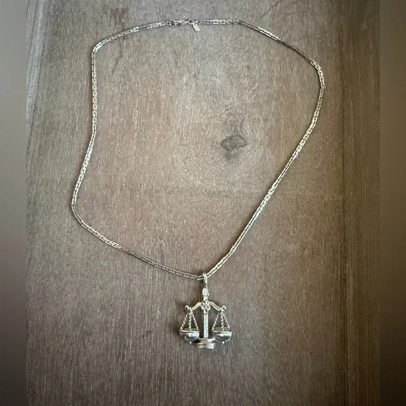 Monet Silver Scales of Justice Necklace - Picture 6 of 8